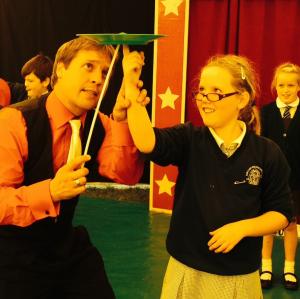 Circus skills plate spinning in our Big Top