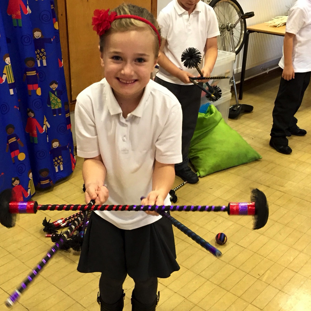 Circus Skills workshop flower stick school