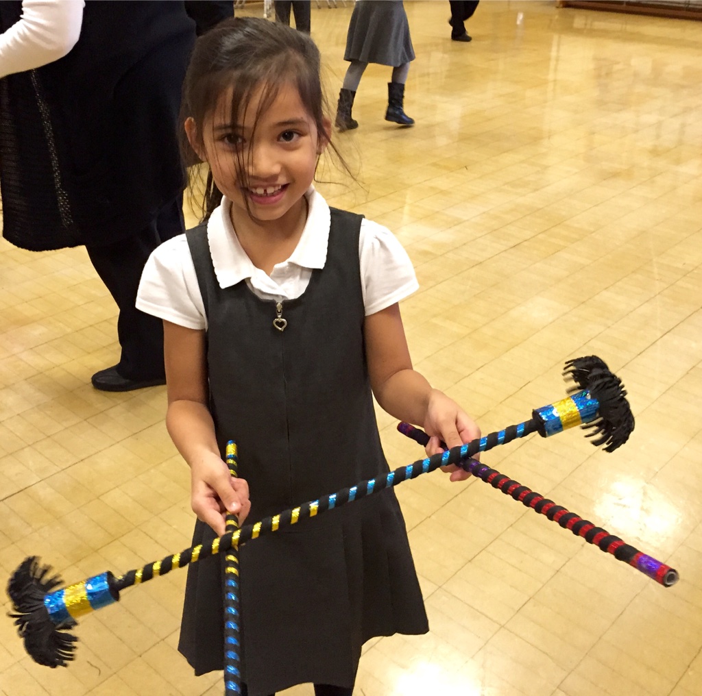 Circus skills workshop in the school hall